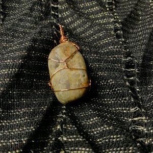 Quartz Wire wrapped rock necklace.